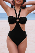 Load image into Gallery viewer, Halter O-ring Ruched Bust One Piece Swimsuit
