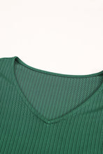 Load image into Gallery viewer, Ribbed Flounce Sleeve V Neck Babydoll Top
