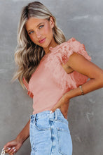 Load image into Gallery viewer, Dotty Mesh Ruffle Sleeve Ribbed Knit Top