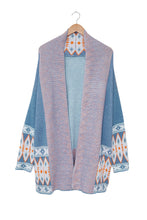 Load image into Gallery viewer, Aztec Print Open Front Knitted Cardigan