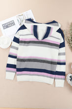 Load image into Gallery viewer, Stripe Plus Size Striped Hooded Knit Sweater