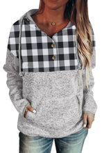 Load image into Gallery viewer, Plaid Splicing Pocketed Hoodie