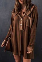 Load image into Gallery viewer, Waffle Knit Buttoned Long Sleeve Top