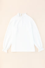 Load image into Gallery viewer, Frilled Smocked Neck Textured Bishop Sleeve Blouse