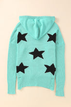 Load image into Gallery viewer, V Neck Star Pattern Hooded Sweater with Slits