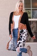 Load image into Gallery viewer, Western Pattern Cow Patchwork Open Front Cardigan