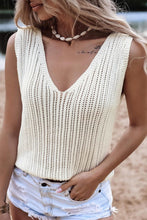 Load image into Gallery viewer, Hollowed Knit V Neck Tank Top