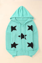 Load image into Gallery viewer, V Neck Star Pattern Hooded Sweater with Slits