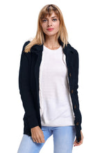 Load image into Gallery viewer, Navy Blue Long Sleeve Button-up Hooded Cardigans