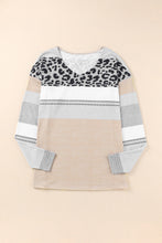 Load image into Gallery viewer, Leopard Color Block V Neck Top