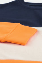 Load image into Gallery viewer, Colorblock Orange Contrast Stitching Sweatshirt with Slits