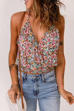 Load image into Gallery viewer, Multicolor Wrapped V Neck Floral Tank Crop Top