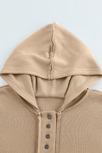 Load image into Gallery viewer, Khaki Casual Button Solid Patchwork Trim Hoodie