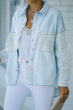 Load image into Gallery viewer, Contrast Leopard Denim Jacket