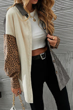 Load image into Gallery viewer, Color Block Leopard Patched Corduroy Shacket