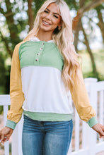Load image into Gallery viewer, Colorblock Button Accent Pullover Hoodie