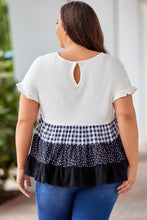 Load image into Gallery viewer, Plaid Dot Ruffled Plus Size Babydoll Top