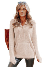 Load image into Gallery viewer, Waffle Knit Buttons Hooded Sweater with Pocket