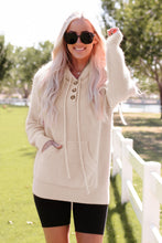 Load image into Gallery viewer, Waffle Knit Buttons Hooded Sweater with Pocket