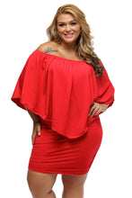 Load image into Gallery viewer, Plus Size Multiple Dressing Layered Red Mini Poncho Dress