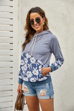 Load image into Gallery viewer, Floral Splicing Cowl Neck Hoodie