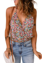 Load image into Gallery viewer, Multicolor Wrapped V Neck Floral Tank Crop Top