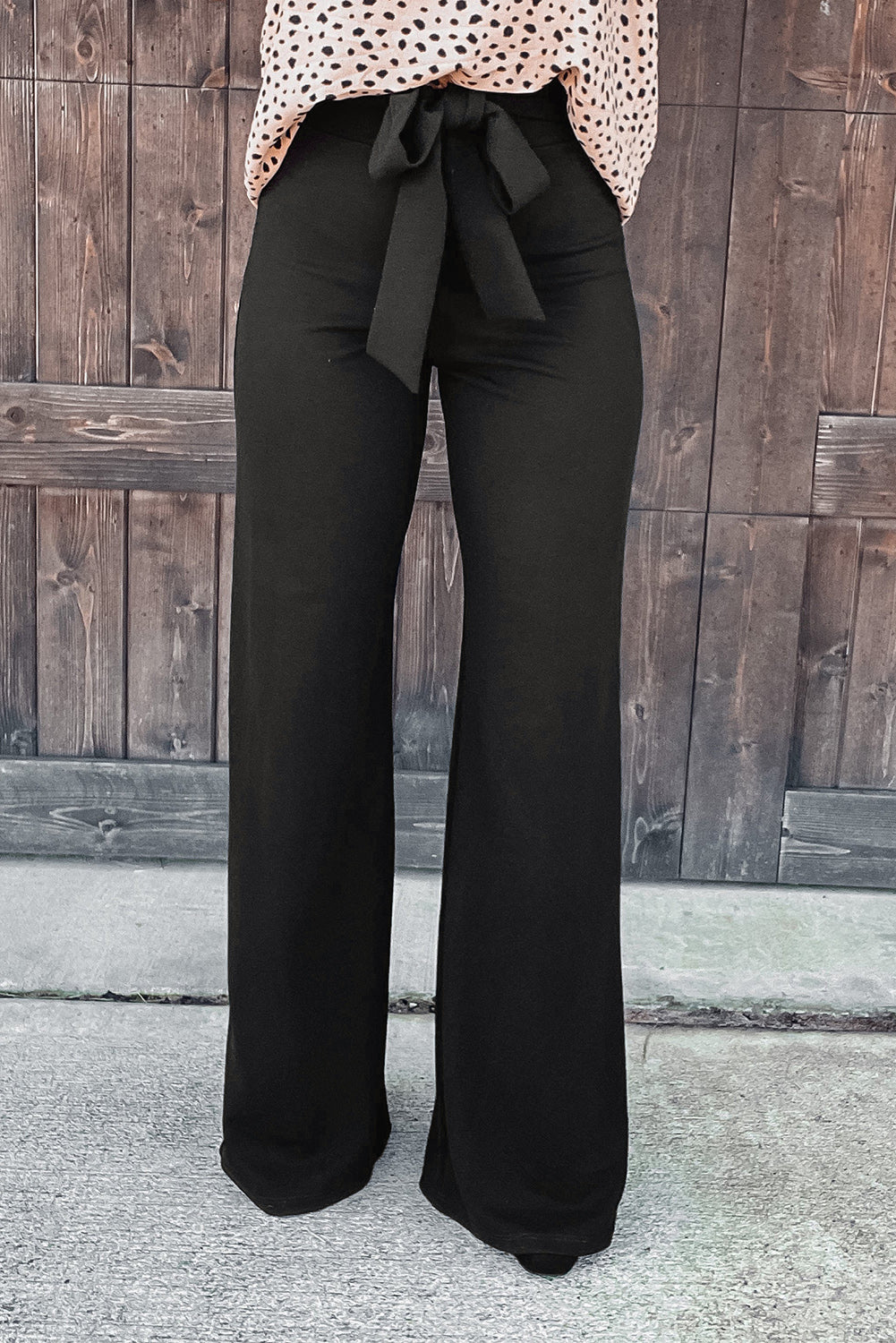 High Waist Front Tie Flared Pants