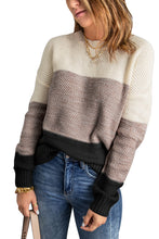 Load image into Gallery viewer, Color Block Netted Texture Pullover Sweater