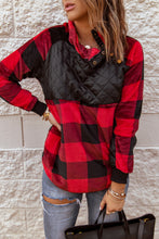 Load image into Gallery viewer, Long Sleeve Plaid Paneled Sweatshirt