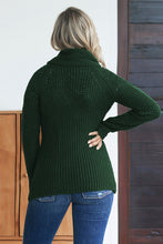 Load image into Gallery viewer, Olive Green Buttoned Wrap Turtleneck Sweater