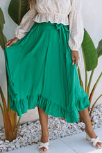 Load image into Gallery viewer, Asymmetric Flounce Belted High Waist Maxi Skirts
