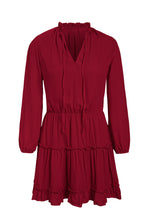 Load image into Gallery viewer, V Neck Long Sleeve Ruffle Tiered Mini Dress