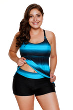 Load image into Gallery viewer, Bluish Strappy Hollow-out Back Tankini