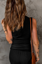 Load image into Gallery viewer, Split Neck Ribbed Knit Tank Top