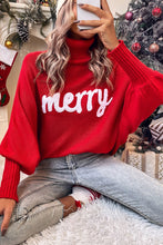 Load image into Gallery viewer, Merry Letter Embroidered High Neck Sweater