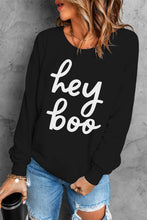 Load image into Gallery viewer, Hey Boo Letter Print Long Sleeve Pullover Sweatshirt