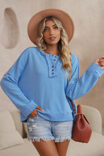 Load image into Gallery viewer, Casual Button Solid Patchwork Trim Hoodie