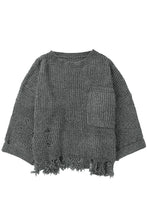 Load image into Gallery viewer, Ripped Raw Hem Chunky Pullover Sweater