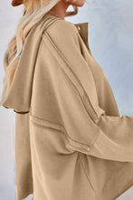 Load image into Gallery viewer, Khaki Casual Button Solid Patchwork Trim Hoodie
