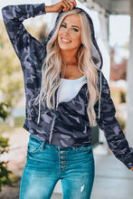 Load image into Gallery viewer, Camo Print Zip-up Hooded Coat with Pockets