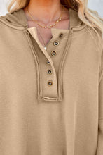 Load image into Gallery viewer, Khaki Casual Button Solid Patchwork Trim Hoodie