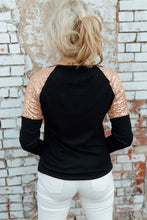 Load image into Gallery viewer, Sequin Shoulder Long Sleeve Top