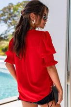 Load image into Gallery viewer, Solid Color Half Sleeve V Neck Blouse