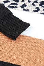 Load image into Gallery viewer, Khaki Leopard Color Block Long Sleeve Sweater