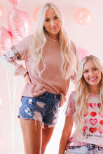 Load image into Gallery viewer, Leopard Sequin Splicing Sleeves Textured Knit Top