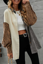 Load image into Gallery viewer, Color Block Leopard Patched Corduroy Shacket