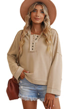 Load image into Gallery viewer, Khaki Casual Button Solid Patchwork Trim Hoodie