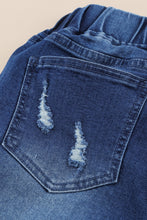 Load image into Gallery viewer, Drawstring Elastic Waist Hole Ripped Jeans
