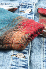 Load image into Gallery viewer, Multicolor Aztec Print Frayed Hem Denim Jacket