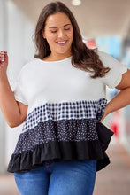 Load image into Gallery viewer, Plaid Dot Ruffled Plus Size Babydoll Top
